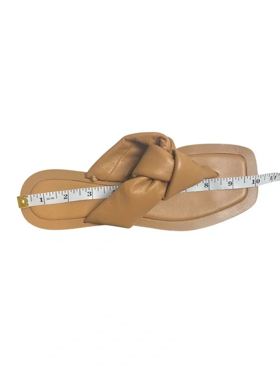 Maeve x Anthropologie Leather Puffy Knotted Thong Sandals in Tan size 9 - Picture 6 of 6